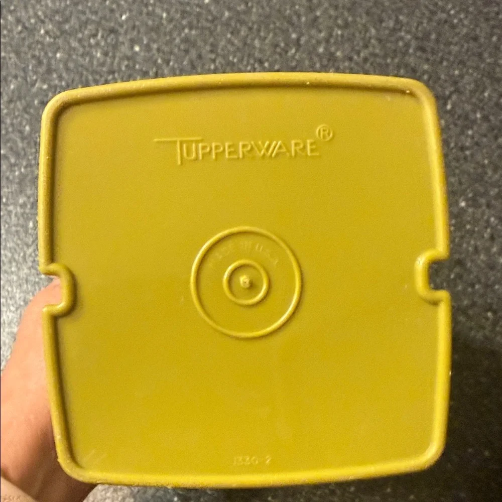Vintage Tupperware Avocado Green pickle keeper 3pc Square Lid 1970s - Picture 2 of 6